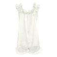 thumbnail image 5 of purcolt Pajamas for Women Set Summer Sleeveless Cute Ruffled Camisole with Shorts Loungewear Soft Sleepwear 2 Piece Lounge Set, 5 of 9