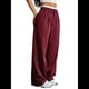 thumbnail image 3 of Pantalones A Rayas para Mujer, de Color Block, Cintura Alta, Pierna , Informales, para Trabajo y Oficina. Rojo Vino XXL, 3 of 9