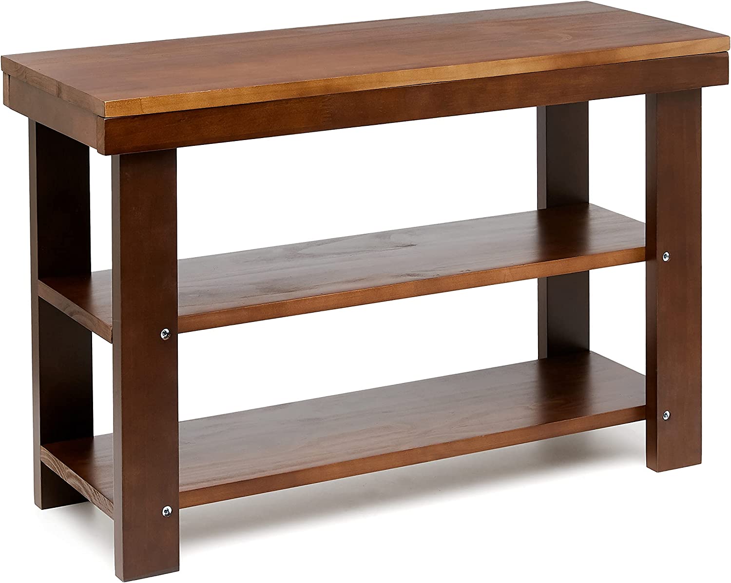 Solid Pine Wood Entryway Shoe Rack Bench, Espresso
