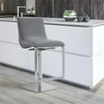 thumbnail image 2 of Armen Living Wezen Contemporary Faux Leather Swivel Adjustable Bar Stool in Gray, 2 of 8