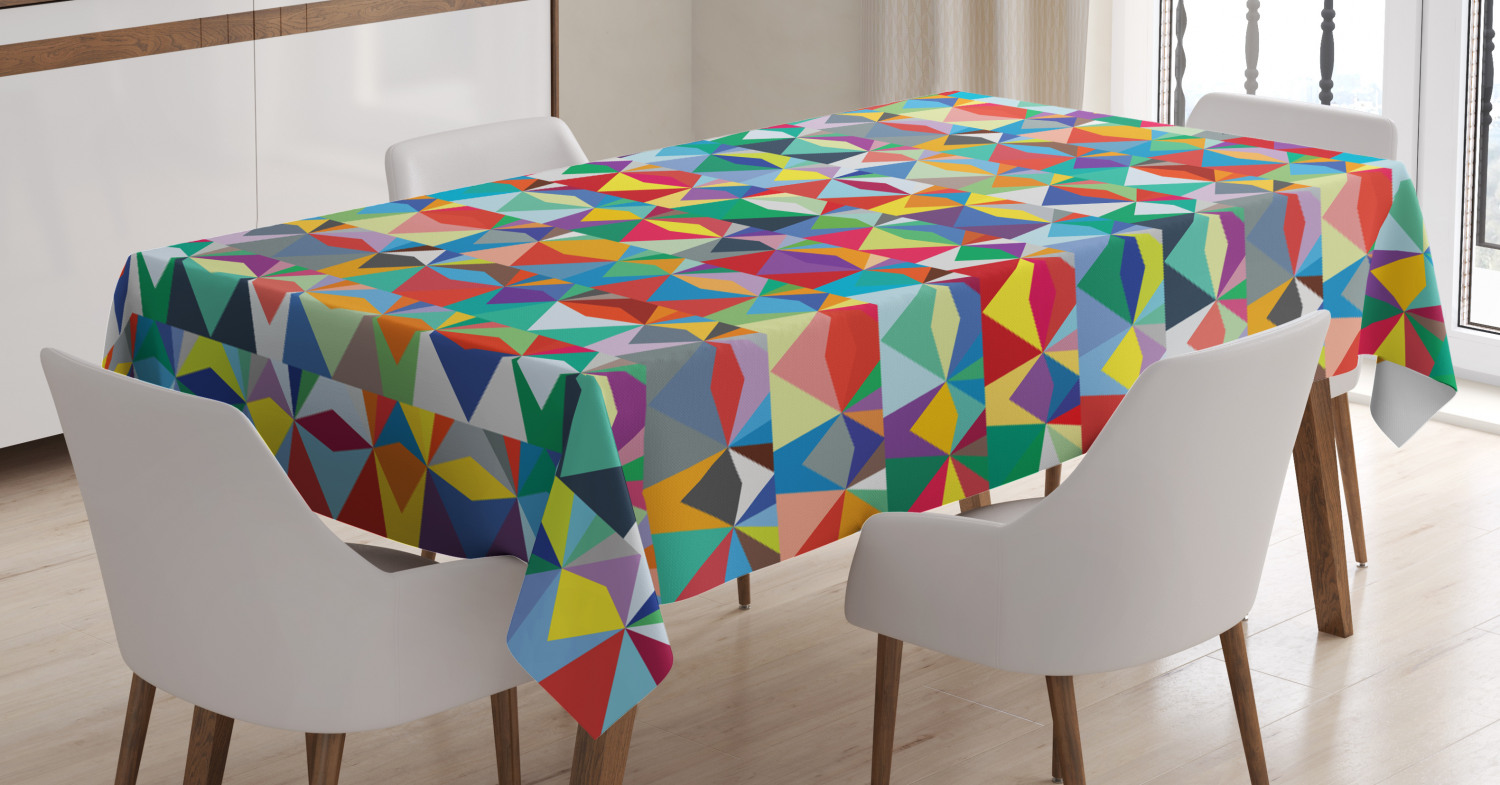 Colorful Tablecloth, Horizontally Aligned Composition of Chevron