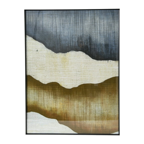 Creative Co-Op Abstract Watercolor Print in Metal Frame