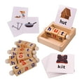thumbnail image 2 of Bloques de lectura de madera, juguete de letras giratorias con vocales cortas, tarjetas flash Montessori juguetes para pequeños de 2 3 4 SM SunniMix juguetes de bloques, 2 of 8