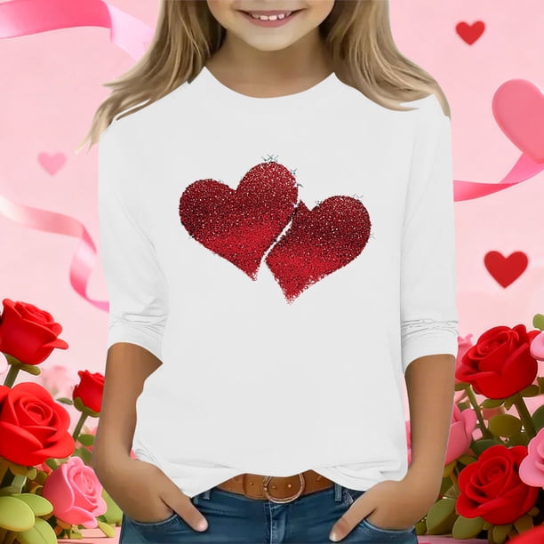 Blusas y camisas de manga larga con cuello redondo y estampado infantil, manga 3/4/cuello redondo tres cuartos, camisa y top para niños, top de poliéster para niños