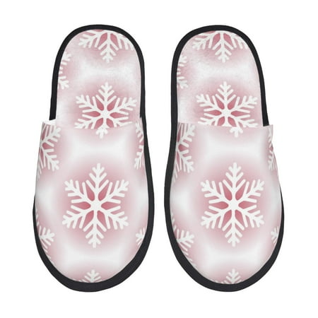 Balery Christmas Snowflakes Slient Indoor Furry Fleece Comfort House Shoes Soft Non-Slip Home Shoes Cotton slippers House Slippers-- Large