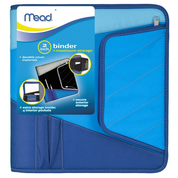 Mead 2 Inch Zipper Binder, Blue/Black, 1 Count