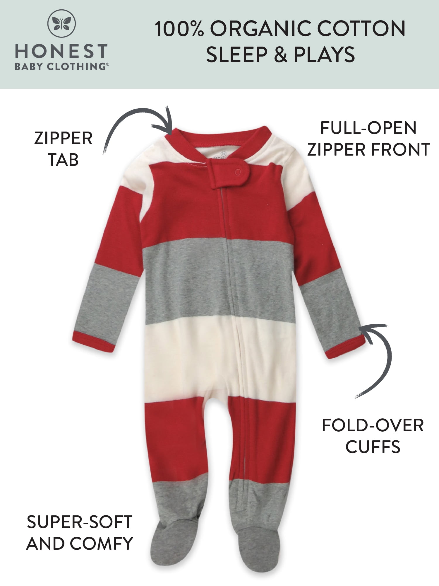 Honest Baby Clothing Gender Neutral Organic Cotton Holiday Sleep N Play, Sizes Newborn-9 Months