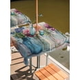 thumbnail image 2 of Square Outdoor Tablecloth with Umbrella Hole Spring Flowers Outside Table Cloth Waterproof Patio Table Cover Farmhouse Watercolor Floral Leaves Zipper Tablecloths for Picnic Party Camping 60x60 Inch, 2 of 8