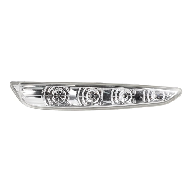 unique bargains 1 pcs luz de señal de giro del espejo del automóvil para hyundai sonata 2011-2015 luz de señal de giro led no.876233s000 vista frontal centrada de la unidad de señal lateral del espejo, pieza plástica transparente de 23x3cm con cuatro módulos LED circulares y carcasa cromada; reemplazo directo para Hyundai Sonata 2011-2015, instalación sencilla retirando la cubierta del espejo; suele utilizarse como repuesto directo para mejorar la visibilidad al señalizar.