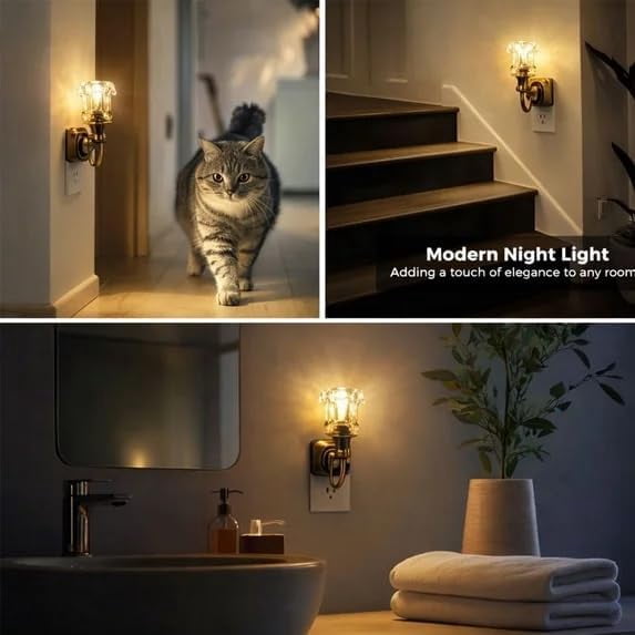 Vintage Night Lights Plug Into Wall, Flower Candle LED Plug in Night Light, Decorative Nights Lights Plugs Into Wall, Retro Soft Warm Plug-in Walls Nightlight for Adults, Bedroom, Bathroom (1Pcs)