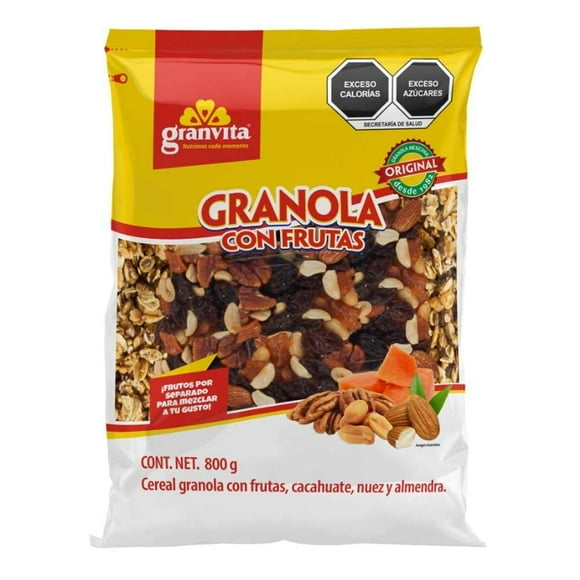 Granola Granvita con frutas, cacahuate, nuez y almendra 800 g
