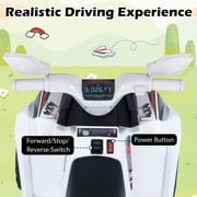 Costway Kids Electric ATV Car, 6V Battery-Powered Ride on Toy wirh Removable Back Trailer White