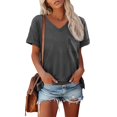 thumbnail image 2 of Summer Women Shirt Womens T Shirts Short Sleeve V-Neck Shirts Cute Fit Summer Casual Tee Tops, 2 of 7