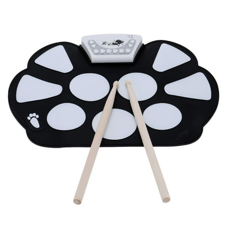 Portable Electronic Roll up Drum Pad Kit Silicon Foldable with Stick