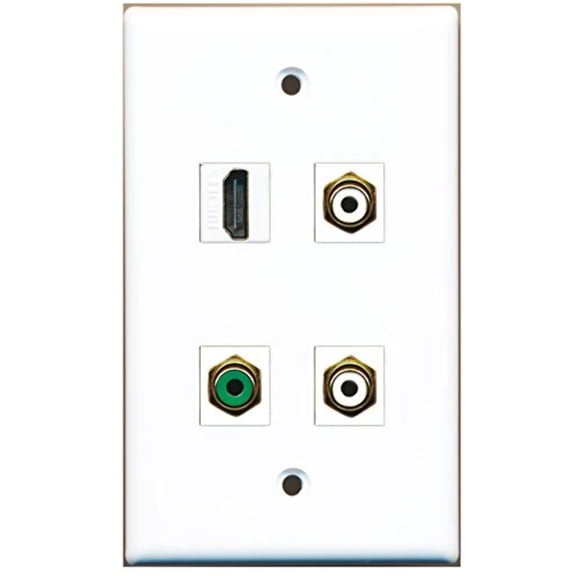 RiteAV - 1 Port HDMI 2 Port RCA White 1 Port RCA Green Wall Plate