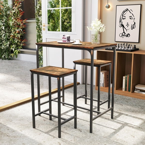Mesa de Bar FurnitureR con 2 Bancos