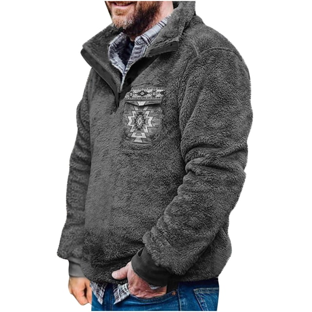 RKSTN Chandail à Capuche pour Hommes Mode Automne Chandail en Molleton Doux Mode Extérieur Hiver Chaud Style Ethnique Haut à Capuche Chandail en Molleton pour Hommes