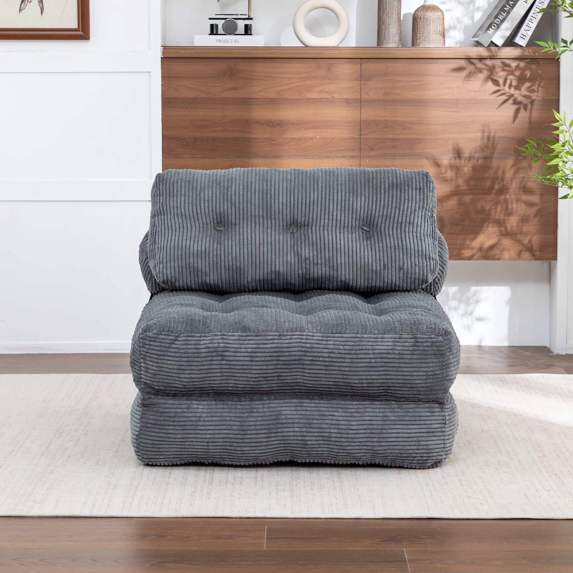 Leumius Folding Sofa Bed,68.5 inch Convertible Sleeper Sofa Chair with Pillow,Foldable Mattress Futon with Back Support,Soft Sleeper Chair Bed Floor Sofa for Living Room Bedroom,Dark Gray