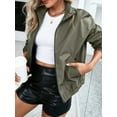 thumbnail image 4 of xiaxaixu Women's Spring Autumn Casual Coat Solid Color Long Sleeve Stand Collar Zipper Jacket with Pockets, 4 of 7