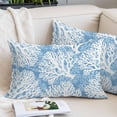 thumbnail image 2 of Blue Coral Coastal Throw Pillow Cover 20 x 36 Inch Decorative Pillow Cover Summer Nautical Ocean Beach Lumbar Pillowcase Seasonal Rectangle Cushion Case for Couch Sofa Bed Living Room, 2 of 9