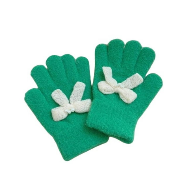Solid Color Woolen Gloves for Children Outdoor Warm Knitted Gloves