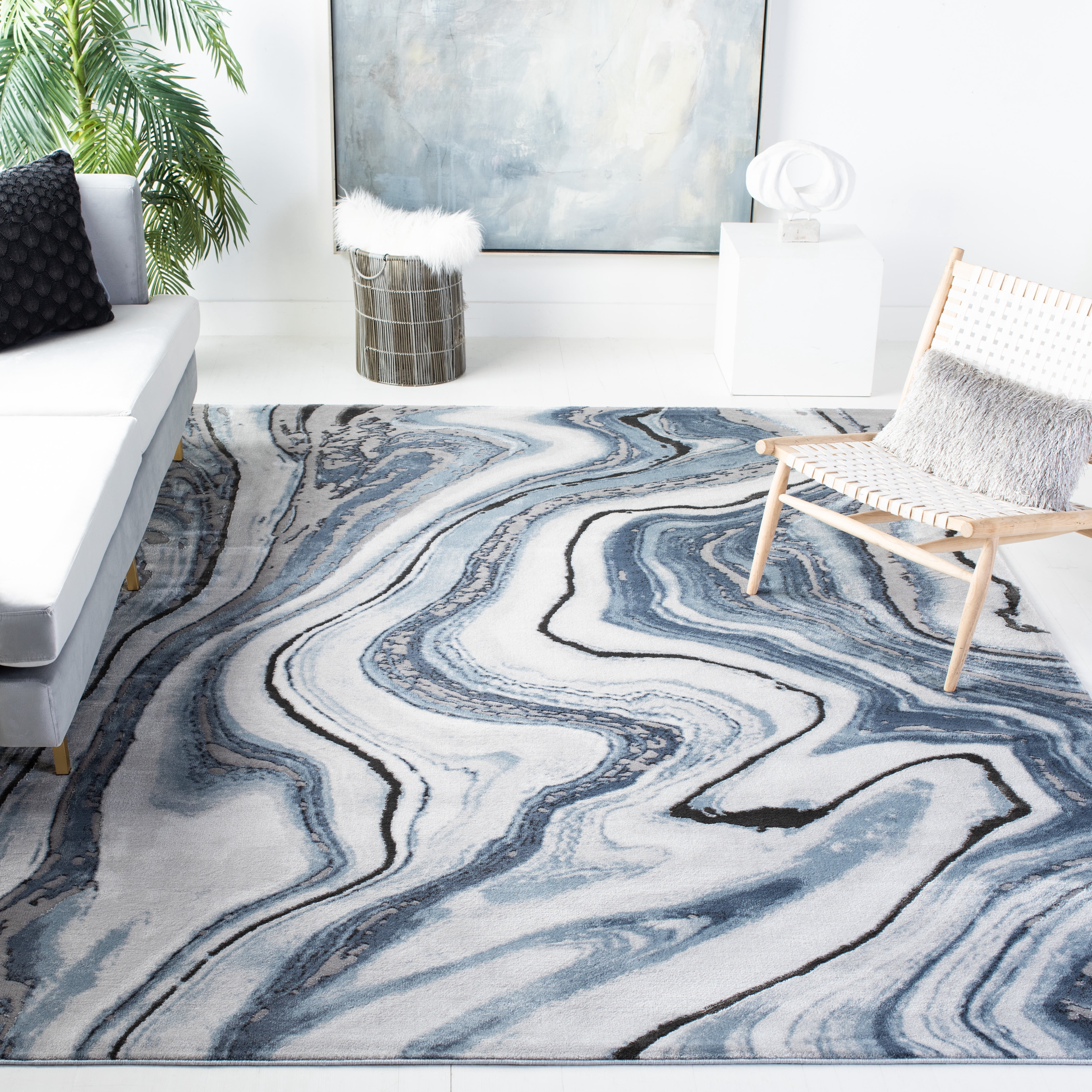 SAFAVIEH Craft Angjelko Abstract Area Rug, Blue/Grey, 10'6" x 14'