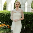 thumbnail image 6 of Single Tier White Wedding Shawl with Beadwork Pearls and Tassels Bride Shoulder Wrap for Wedding Evening Party Dresses, 6 of 8