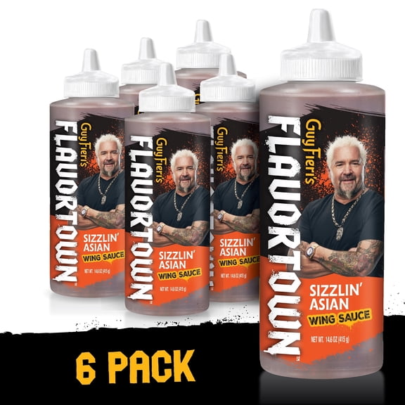 (6 pack) Flavortown Sizzlin Asian Wing Sauce, 14.6oz