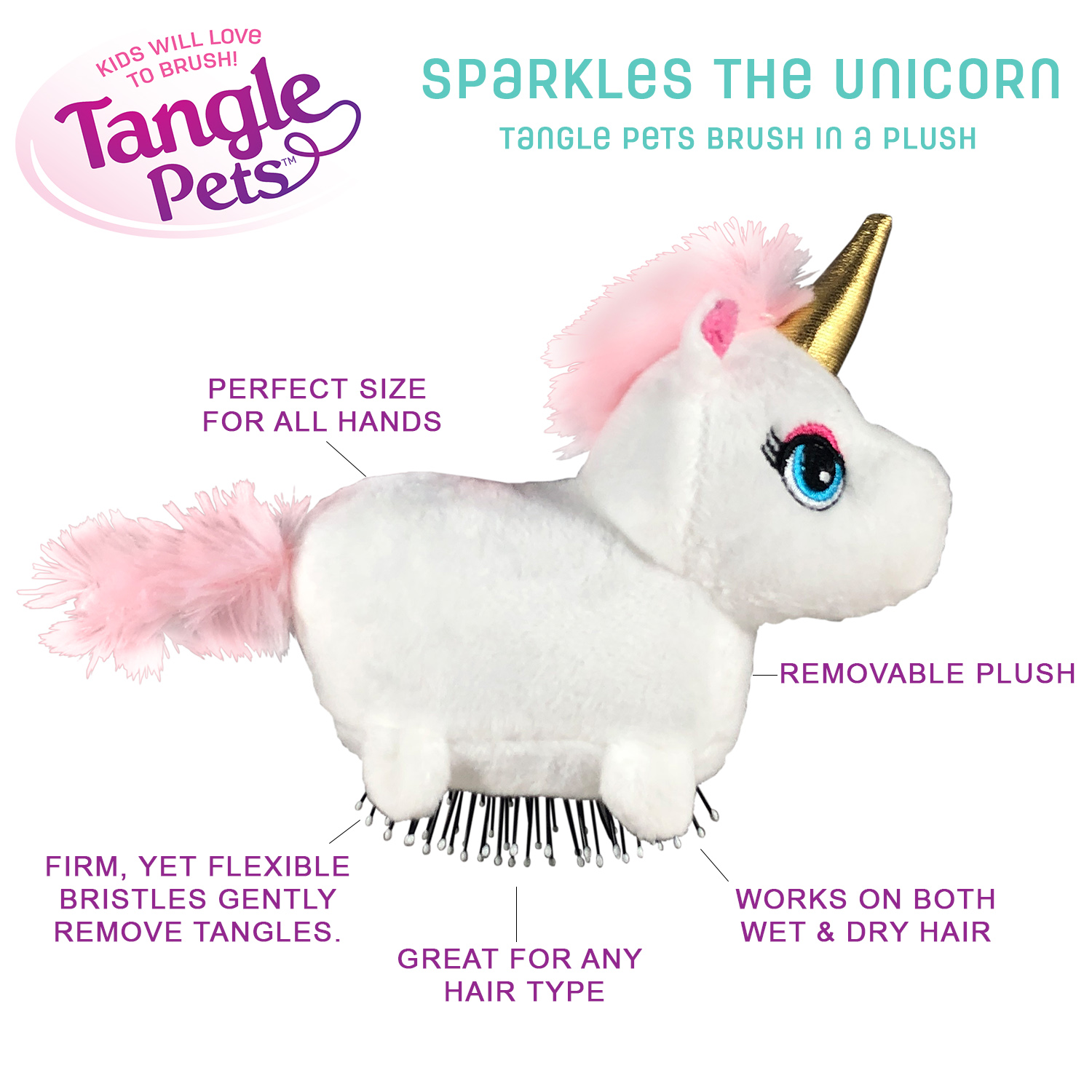 Tangle Pets Brush, Choose Sparkles the Unicorn or Cupcake the Cat - image 3 of 8