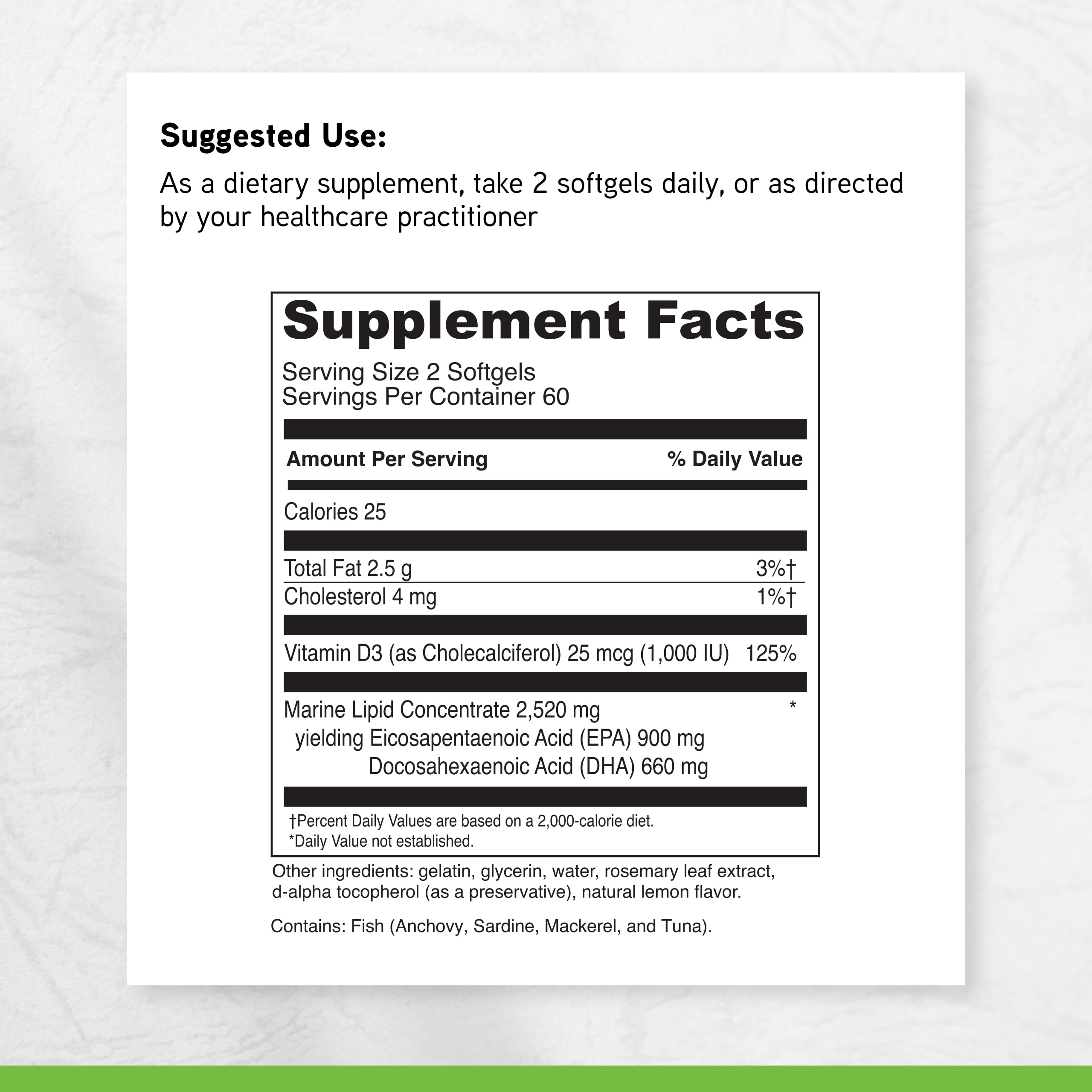 DaVinci Labs Omega 3 HP-D - Support Immune & Heart Health* - Lemon Flavor - 120 Softgels