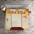 thumbnail image 3 of Ambesonne Hummingbirds Quilted Coverlet 3 Pcs, Hummingbird Peace, King Size, Orange Burgundy, 3 of 3
