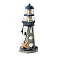 thumbnail image 1 of Faro de madera con temática de playa, adorno creativo para decoración del hogar, escultura de faro Estrella de mar, 1 of 9