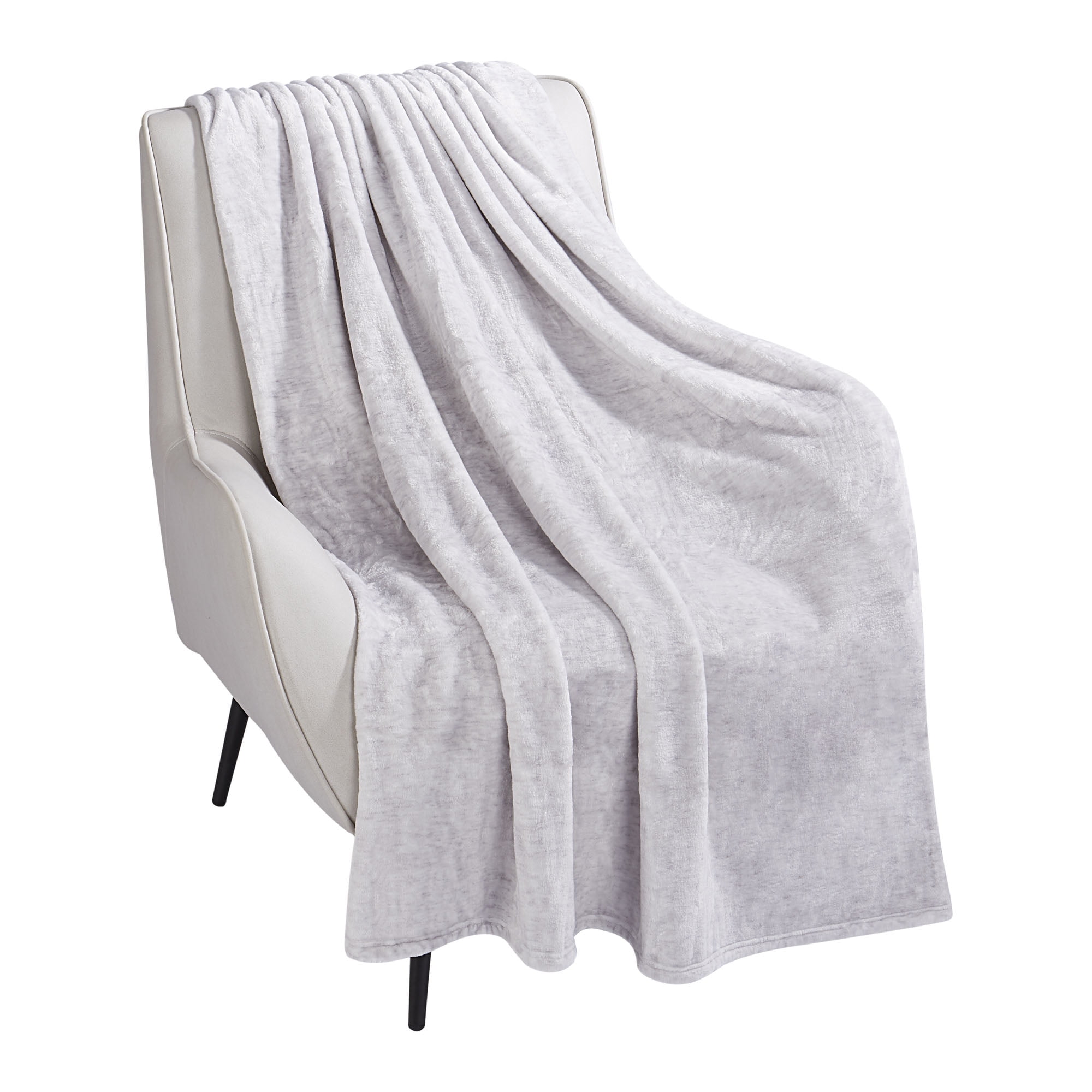 Jeté pelucheux à motif mélangé gris clair HOMETRENDS 20 % polyester recyclé