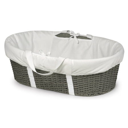 Badger Basket Wicker-Look Woven Baby Moses Changing Basket - Gray/White