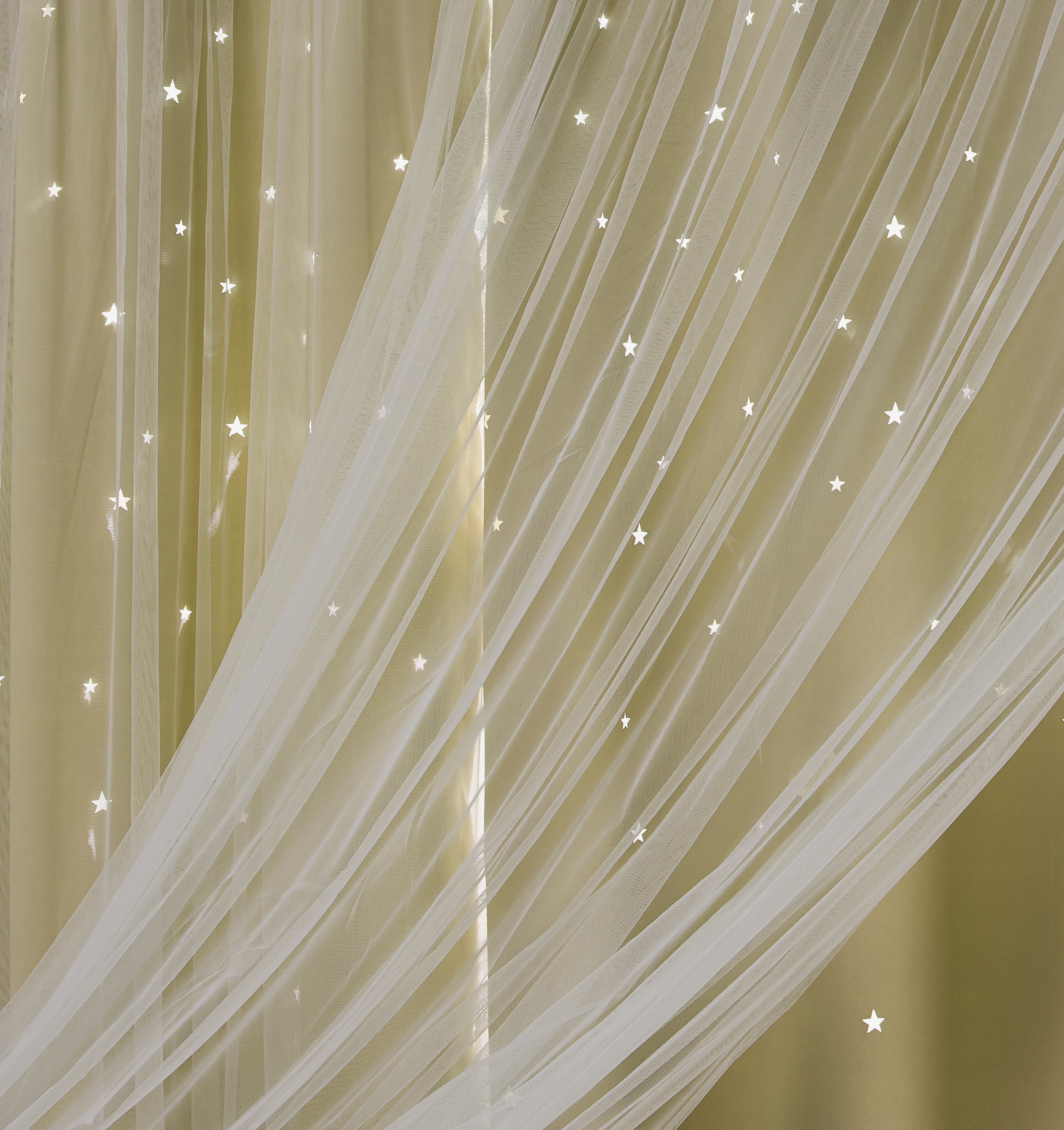 Star Cut-out Blackout Window Panel Pair Tan 50x84X2