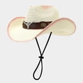 thumbnail image 2 of OOOUM Woven Straw Cowboy Hat For Men Women Leather Band Western Hat Fashion Party Cowgirl Hat One Size, 2 of 3
