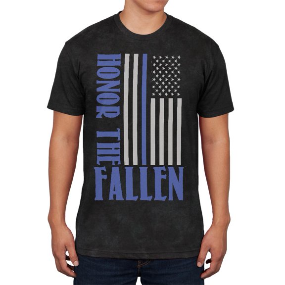 Honor The Fallen Thin Blue Line Mens Soft T Shirt Charcoal Black Triblend 2XL