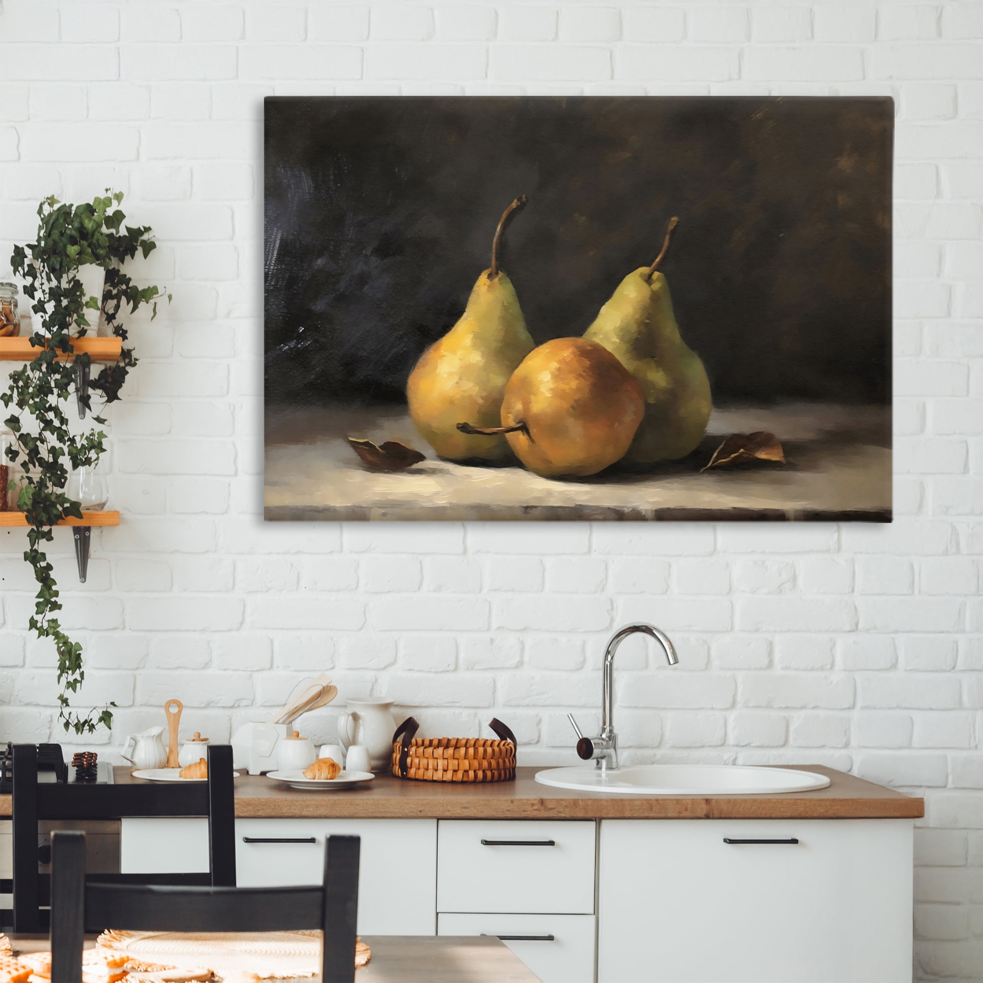 Stupell Industries Three Pears on Marble Canvas Wall Art, design by Creative Studio