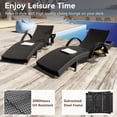 thumbnail image 3 of K&K 80'' Outdoor Wicker Chaise Lounge Chairs Set of 2, Patio Rattan Reclining Chair Pull-out Side Table 5 Adjustable Backrest Ergonomic Wave Design Pool Sunbathing Recliners, Black, 3 of 10