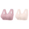 thumbnail image 1 of (2-Pack) Kcodviy Women's Comfortable New Thread Bras Packs Cloth Pure Front Button Small Bras Medium and Old Age Tan Sports Bra Large Size No Steel Small Sports Bra Ring Bra, 1 of 3