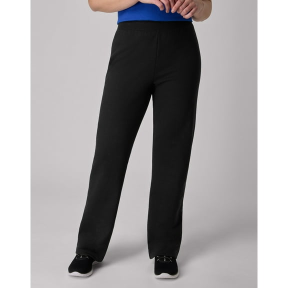 Hanes EcoSmart Women's Fleece Sweatpants with Open Bottom Legs, 30.5" Ebony 2XL