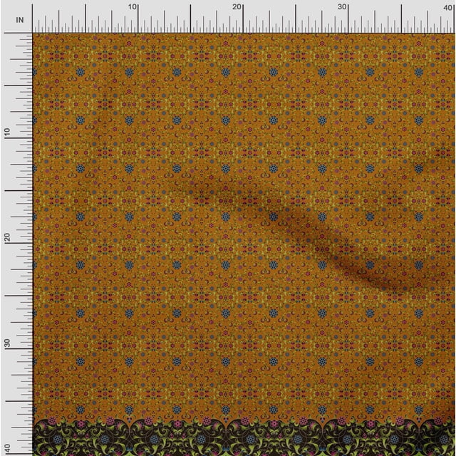 Soimoi Velvet Fabric Floral & Leaves Panel Print Fabric by The Yard 58 Inch Wide