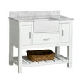 Charlotte 42" Farmhouse Bathroom Vanity with White Cabinet and Carrara ...