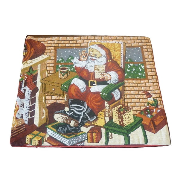 Funda de cojín con navideños 45x45 cm Santa en silla