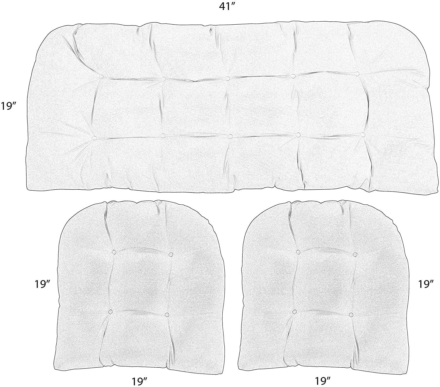 RSH Decor Resort Spa Home Decor Collection 41 in x 19 in Floral Tufted Seating Cushions, 3 Count