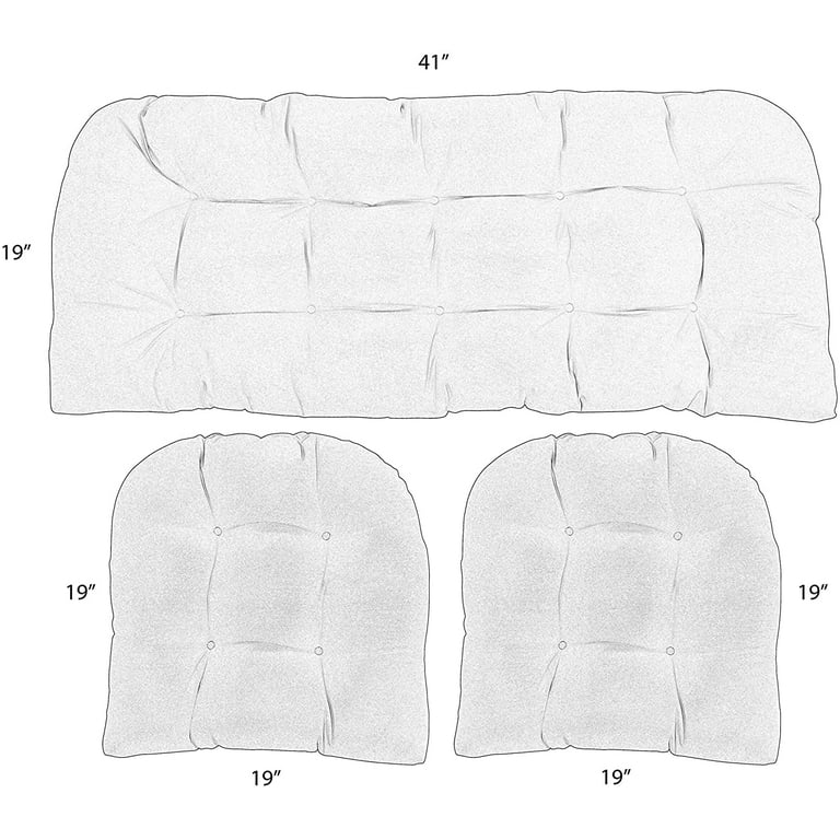 Sunbrella canvas 3 piece wicker cushion set hot sale