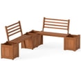 thumbnail image 1 of Costway 2 PCS Planter Box with Bench 2 Open-ended Planter Boxes Slat Backrest for Patio, 1 of 9