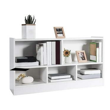 5 Cube Bookcase, 2 Tier Wooden Storage Open Bookshelf, Multipurpose Display Storage Cabinet for Dorm, Kid's Playroom, Reading Room, Living Room, Bedroom, Home, White