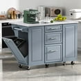 thumbnail image 3 of Harper & Bright Designs Kitchen Island with Storage Tilt Trash Can Cabinet and Pull Out Cabinet Organizer, Rolling Kitchen Island on 5 Wheels with Drop Leaf, Drawers and Door, Grey+Blue, 3 of 18