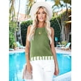 thumbnail image 6 of Womens Summer Knit Sweater Tank Tops Round Neck Crochet Hollow Out Sleeveless Casual Crop Shirt Green L, 6 of 8
